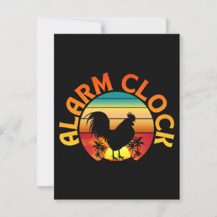 POSTAL RELOJ DE ALARMA GALLINA GALLO DE MAÑANA VINTAGE