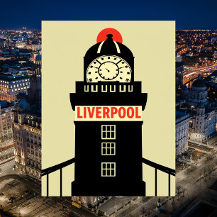 Postal Reloj de Liverpool UK Minimalista Regalo de Viaje