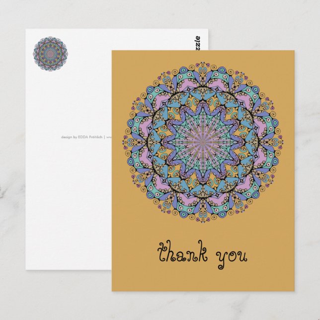 Postal Reloj de Mandala Pintado a Mano 3 (Anverso / Reverso)