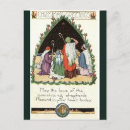 Postal Reloj de pastores vintage en la Navidad de Belén