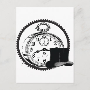 Postal reloj de punta de vapor,engranaje,gorra