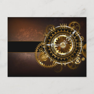 Postal Reloj de vapor con engranajes antiguos