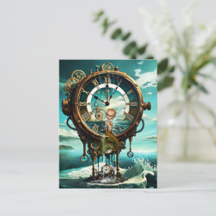 Postal Reloj de vapor fantástico