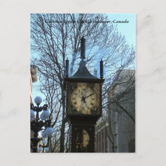 Postal Reloj de vapor gastado, Vancouver, Canadá