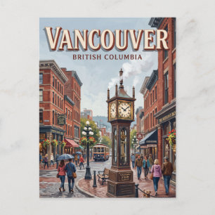 Postal Reloj de vapor Gastown Vancouver Canadá