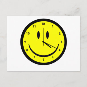 Postal Reloj facial feliz de Hippy