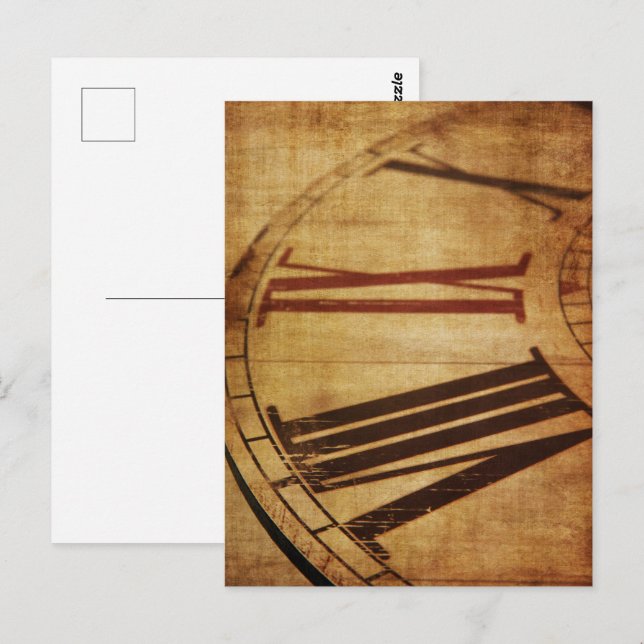 Postal Reloj retro vintage (Anverso / Reverso)