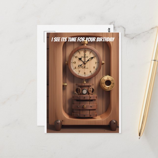 Postal Reloj veo que es hora para tu cumpleaños (Anverso/Reverso In Situ)