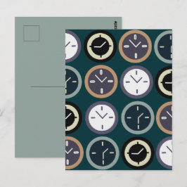 Postal Relojero de Patrón de Reloj de Tiempo Colorido