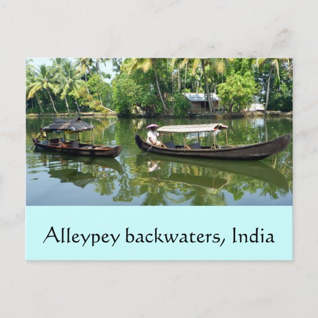 Postal Remansos de Alleypey, la India (Anverso)
