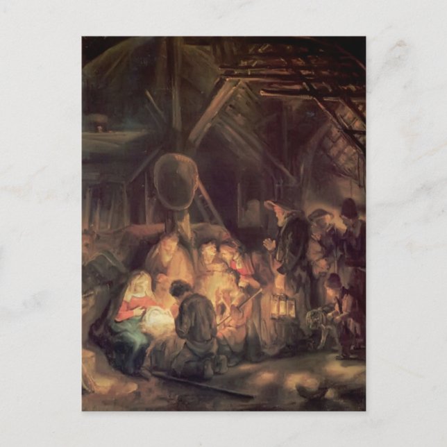 Postal Rembrandt- Adoración de los Pastores (Anverso)