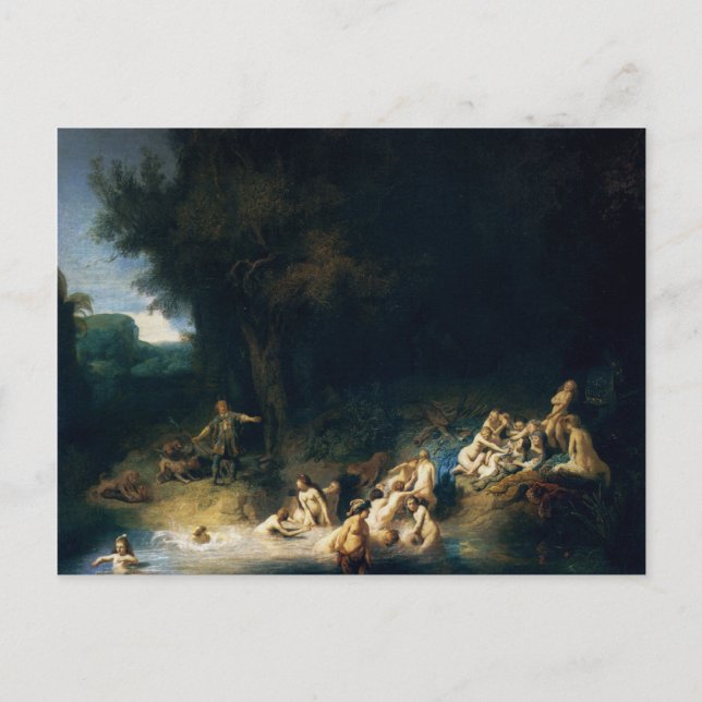 Postal Rembrandt Art Painting Diana Bathing (Anverso)