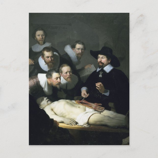 Postal Rembrandt Art Pintando La Lección De La Anatomía (Anverso)