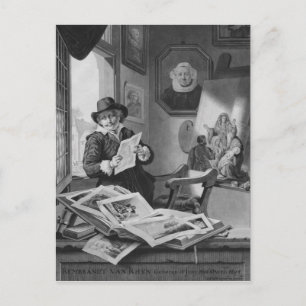 Postal Rembrandt en su estudio