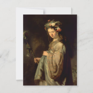 Postal Rembrandt - Flora, popular pintura barroca,