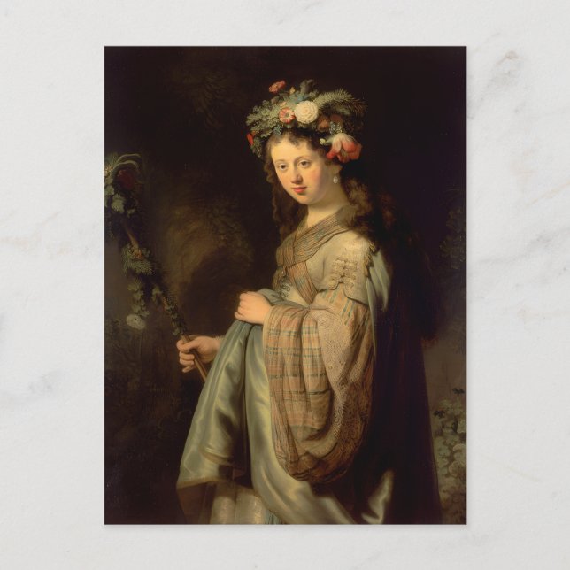 Postal Rembrandt - Flora, popular pintura barroca, (Anverso)