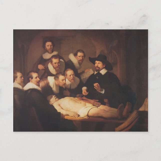 Postal Rembrandt- La lección de anatomía del Dr. Nicolaes (Anverso)
