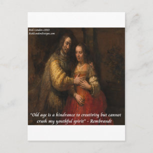 Postal Rembrandt "La novia judía" & Cita de la vejez