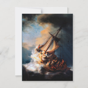 Postal Rembrandt - La tormenta del mar de Galilea