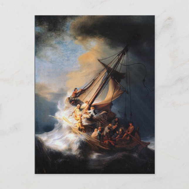 Postal Rembrandt - La tormenta del mar de Galilea (Anverso)
