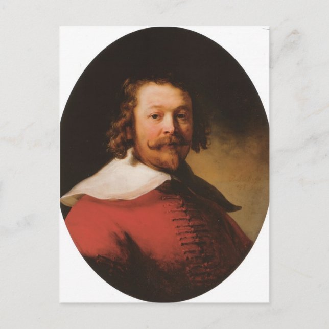 Postal Rembrandt- Retrato de un hombre barbudo, longitud  (Anverso)