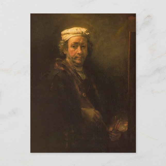 Postal Rembrandt- Retrato del artista a su caballete (Anverso)