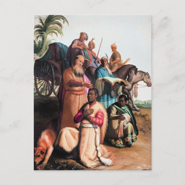 Postal Rembrandt - The Baptism of the Eunuch, (Anverso)