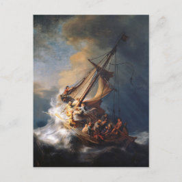Postal Rembrandt Tormenta Mar de Galilea Pintura