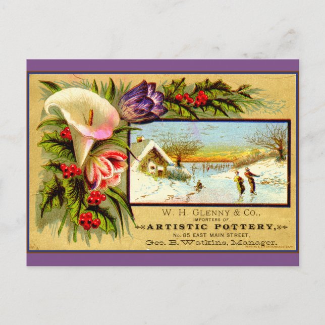 Postal Reminiscencia estacional: patinaje sobre hielo (Anverso)