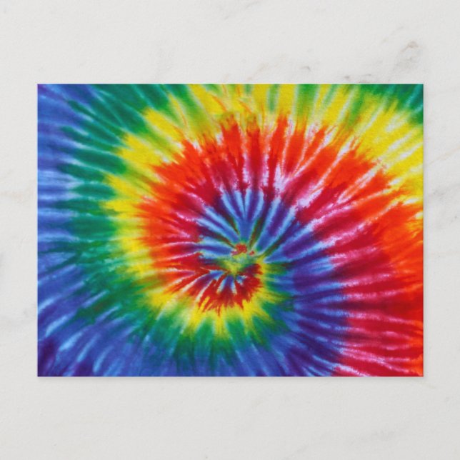 Postal Remolino en espiral de Tie-Dye - Arcoíris (Anverso)