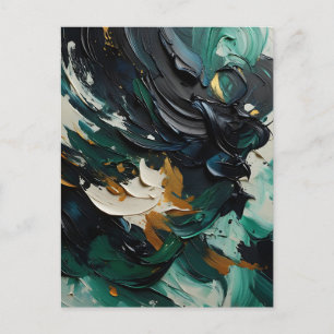Postal Remolinos abstractos de azul marino y dorado teñid