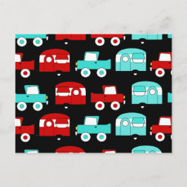 Postal Remolque de camping Retro Carros Vintage Turquesa 