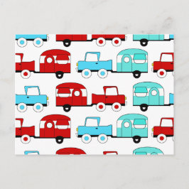 Postal Remolque de camping Retro Carros Vintage Turquesa 