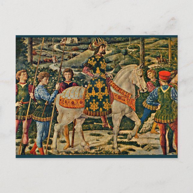 Postal Renaissance real a caballo (Anverso)