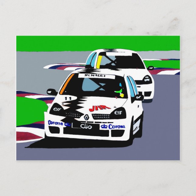 Postal Renault Clio Carreras Cars (Anverso)