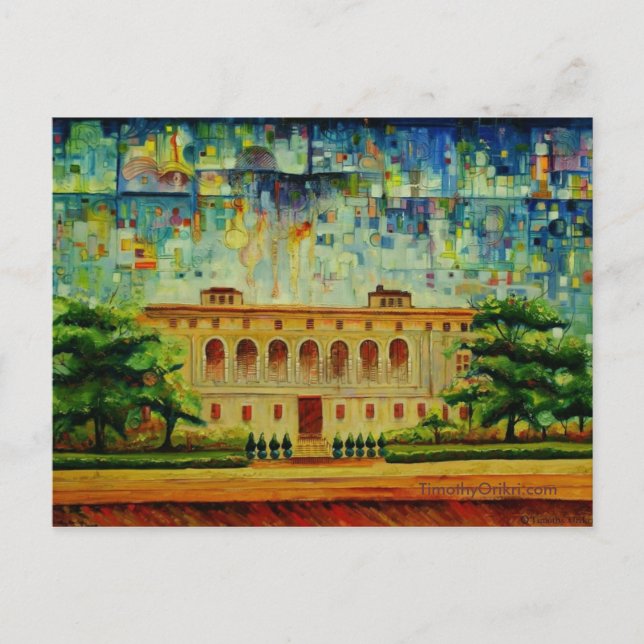 Postal Rendición de biblioteca pública de Detroit - posta (Anverso)