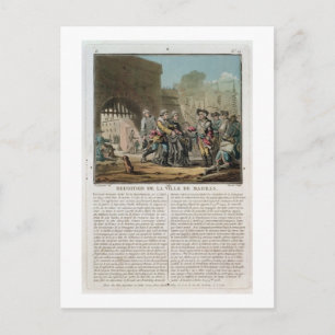 Postal Rendición de la ciudad de Madrás, 1746, grabada po