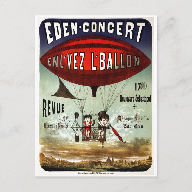 Postal Rendimiento de circo francés vintage (Anverso)