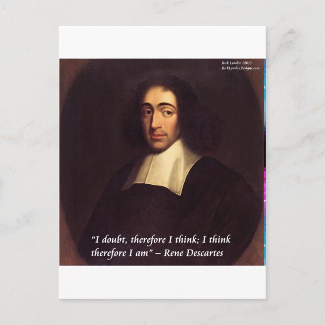 Postal René Descartes Cito Pienso Luego Existoo Traducció (Anverso)