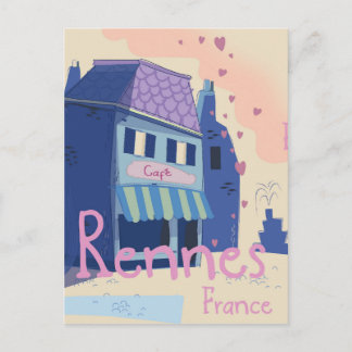 Postal Rennes Francia caricatura vintage