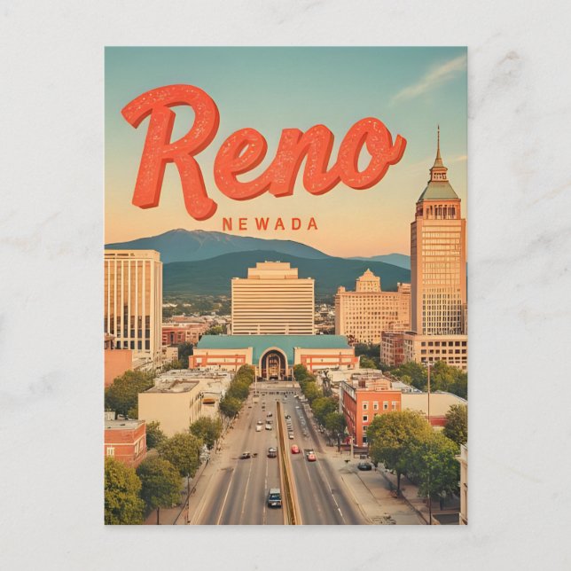 Postal Reno City Nevada vintage skyline (Anverso)
