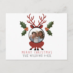 Postal Reno de cuadros de Navidad con foto personalizada