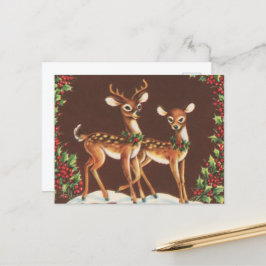 Postal reno de Navidad retro vintage festivo