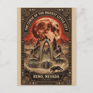 Postal Reno embrujado, Nevada Vintage Horror Viajes