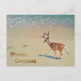 Postal Reno en la playa surreal Feliz Navidad