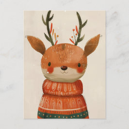 Postal Reno lindo en Navidades de acuarela de suéter feo