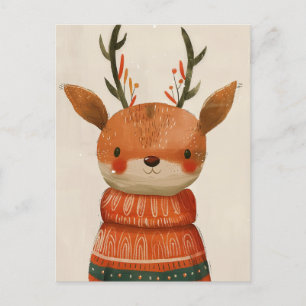 Postal Reno lindo en Navidades de acuarela de suéter feo