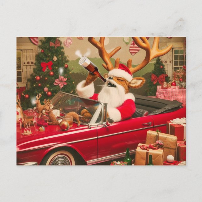 Postal Reno Navideño Borracho  (Anverso)