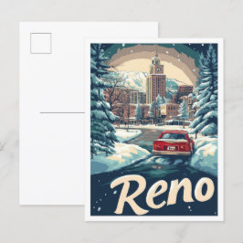 Postal Reno Nevada Estados Unidos Ilustracion de Viajes d