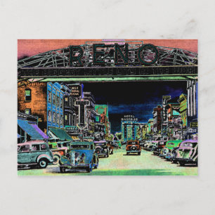 POSTAL RENO NEVADA VINTAGE COLORIDO ARTE DE COLOR DE AGUA